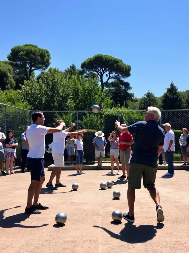 A photo capturing a local pétanque tournament at the ASS DIJON BOULODROME COUVERT, showcasing the competitive spirit and community involvement.